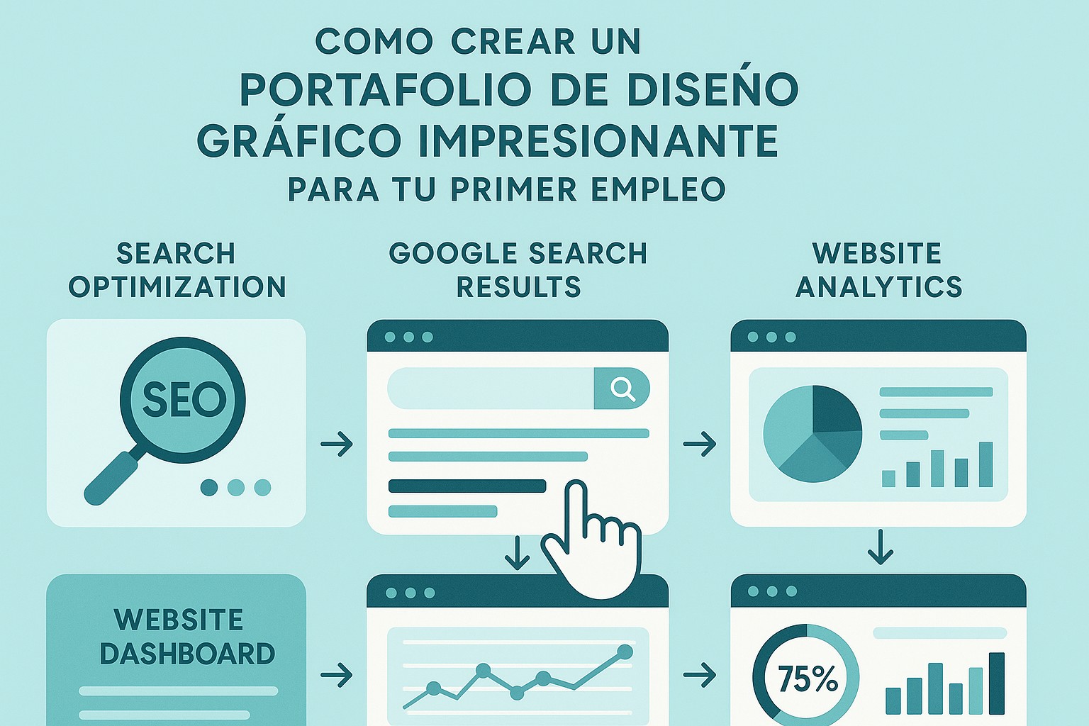 Infografía: guía visual con conceptos y datos clave sobre cómo crear un portafolio de diseño gráfico impresionante para tu primer empleo