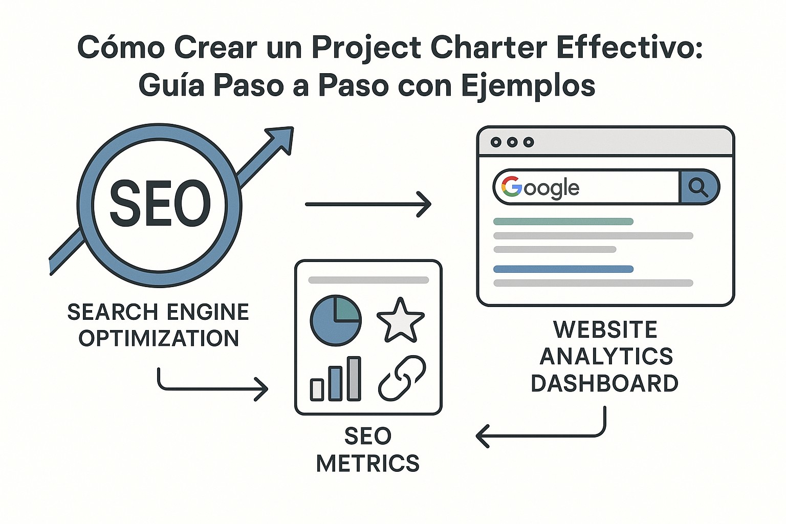 Persona revisando un Project Charter en una pantalla de computadora con un equipo de proyecto al fondo