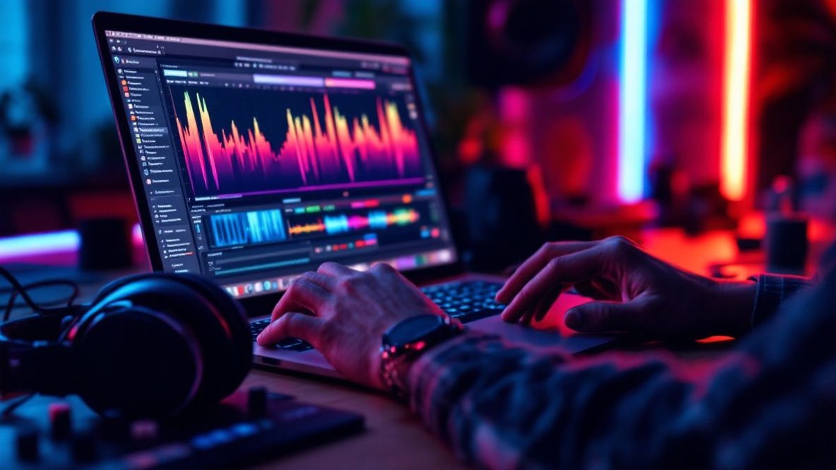 Equipo profesional trabajando con técnico en sonido online