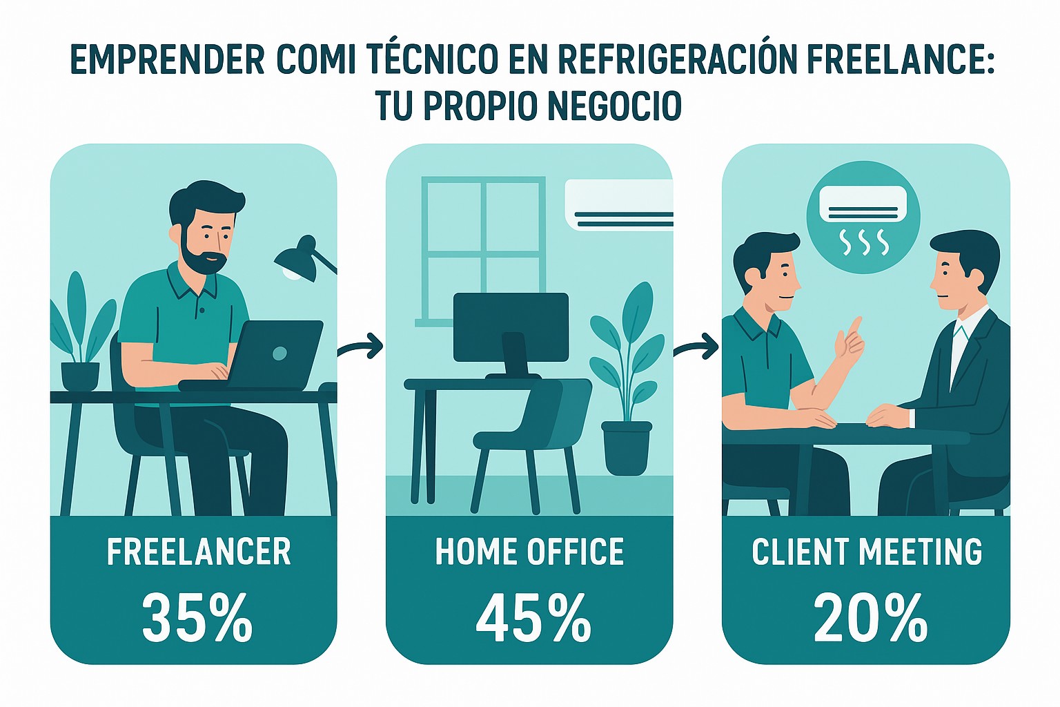 Infografía: guía visual con conceptos y datos clave sobre emprender como técnico en refrigeración freelance: tu propio negocio