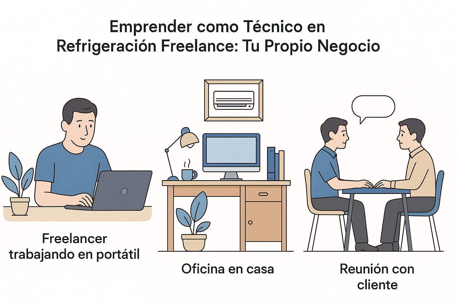 Ilustración sobre emprender tecnico refrigeracion freelance