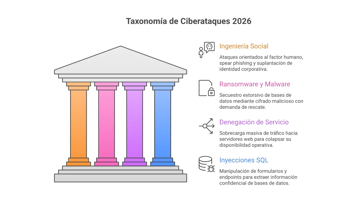 Infografía Taxonomía de los Ciberataques más Comunes y Prevención 2026
