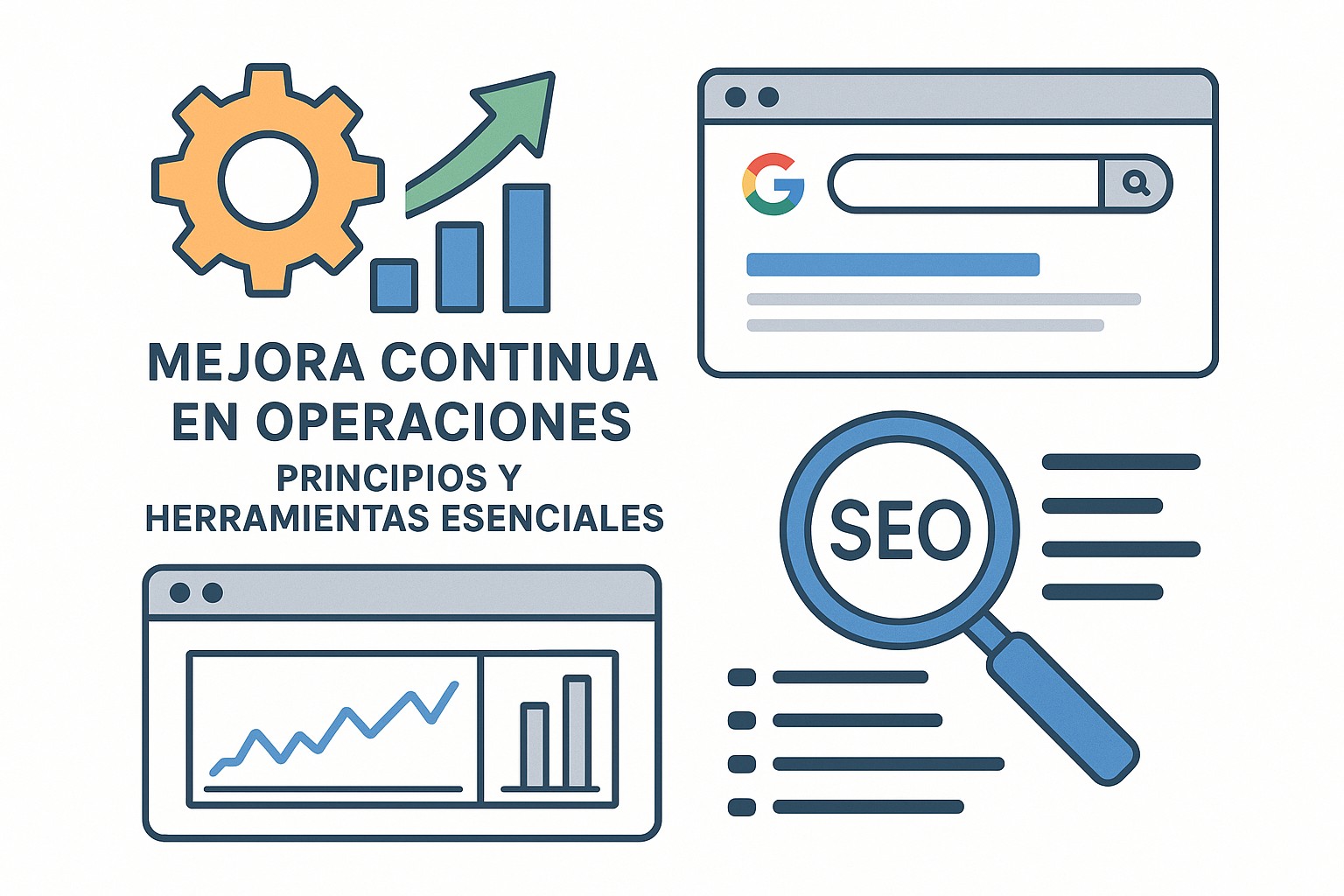 Representación visual de los principios de Lean Manufacturing, mostrando flujo de valor y eliminación de desperdicios.