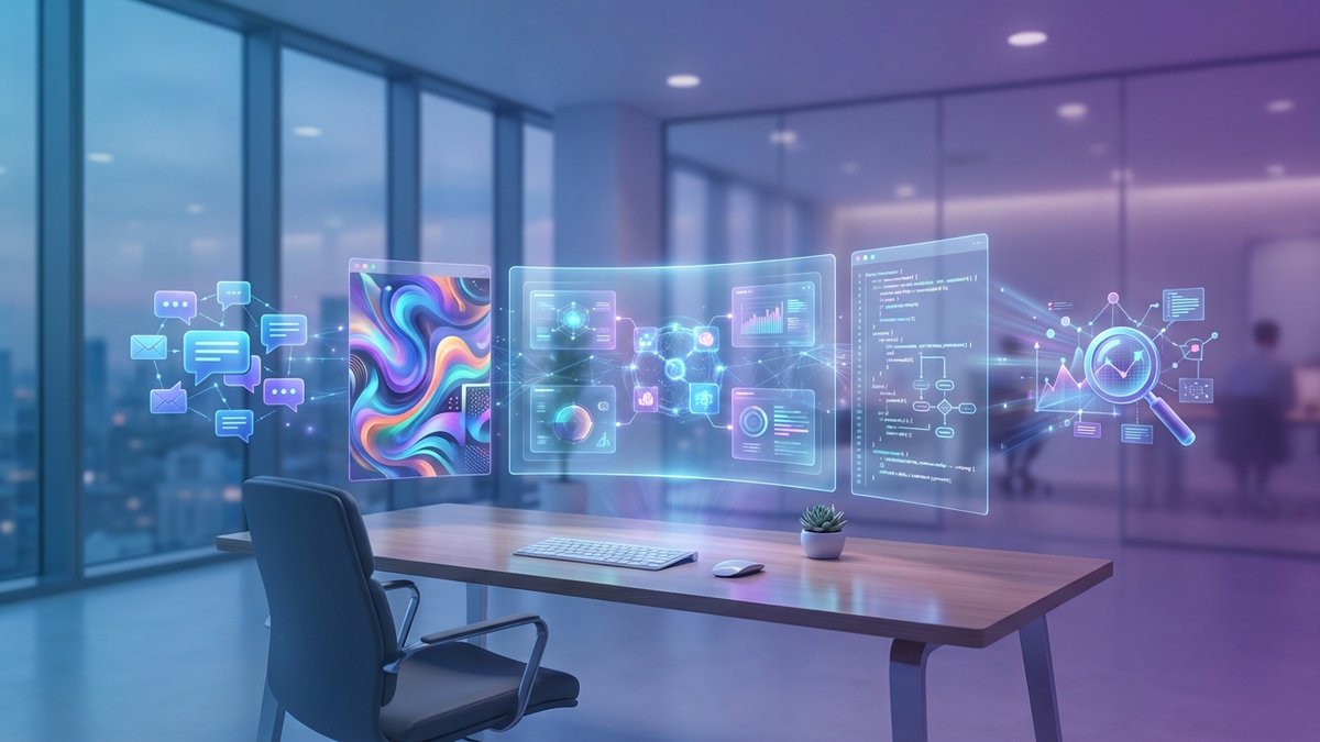 Collage de logos de herramientas de IA 2026: ChatGPT, Claude, Gemini, Midjourney, Copilot y Perplexity