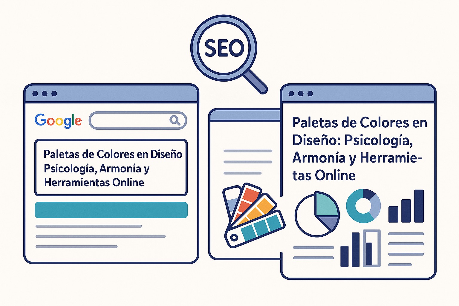 Ilustración sobre paletas colores psicologia diseno