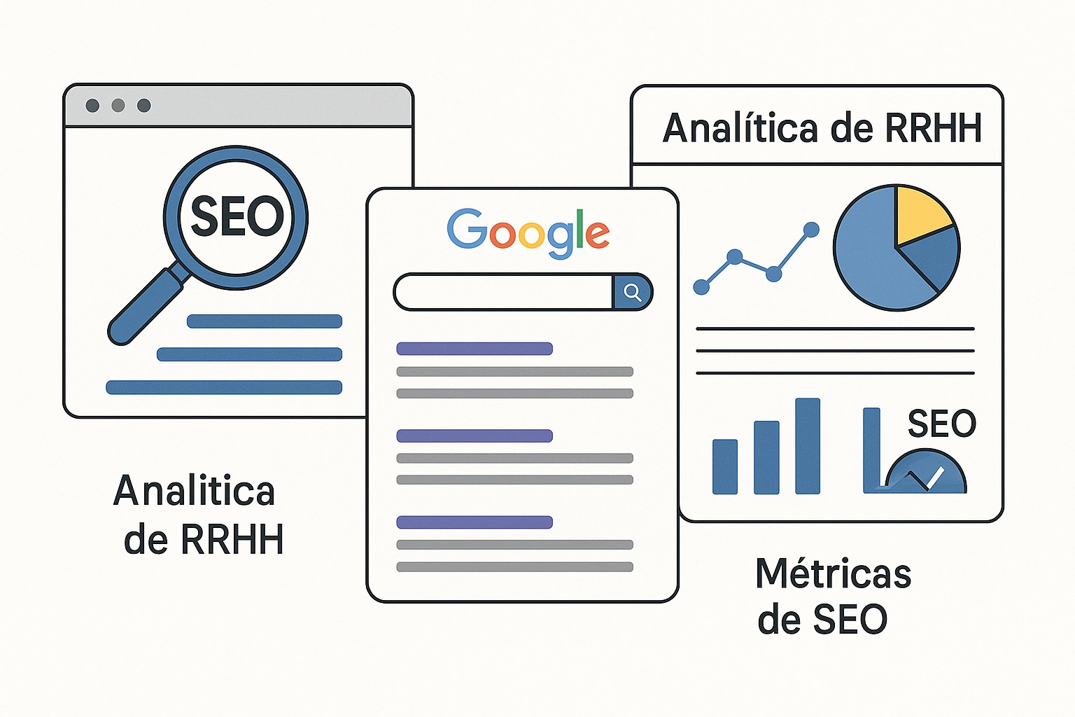 Gráfico de análisis de datos de RRHH mostrando métricas de desempeño y rotación.