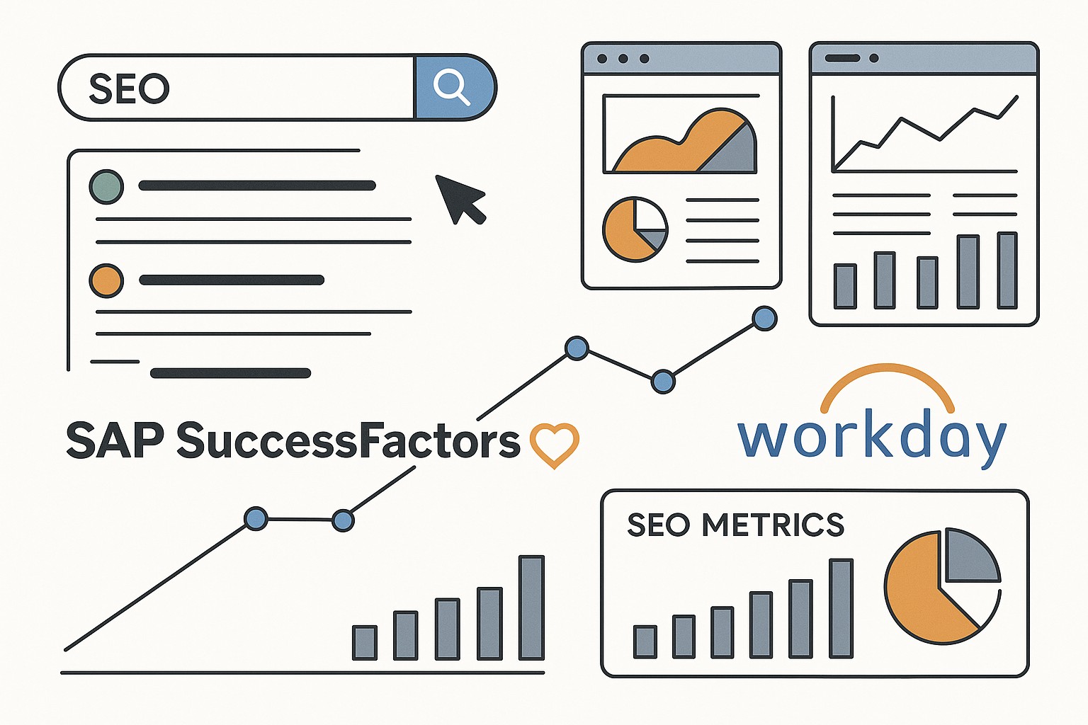 Diagrama comparativo de funcionalidades clave entre SAP SuccessFactors y Workday para RRHH.