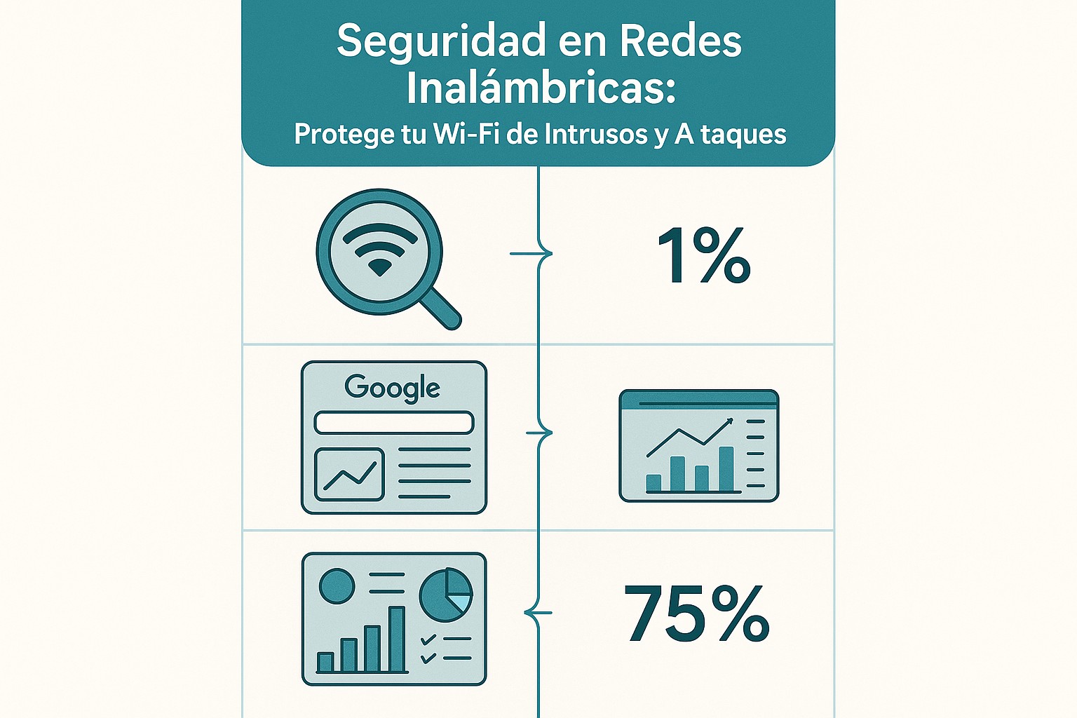 Infografía: guía visual con conceptos y datos clave sobre seguridad en redes inalámbricas: protege tu wi-fi de intrusos y ataques