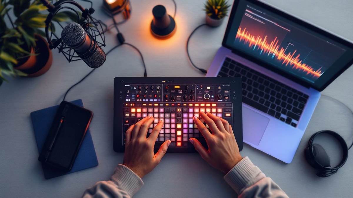 Equipo profesional trabajando con técnico en sonido